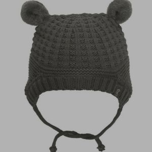 Calikids 100% Cotton Knit Hat with Ears Charcoal Grey Size 9-18‎ Months.
